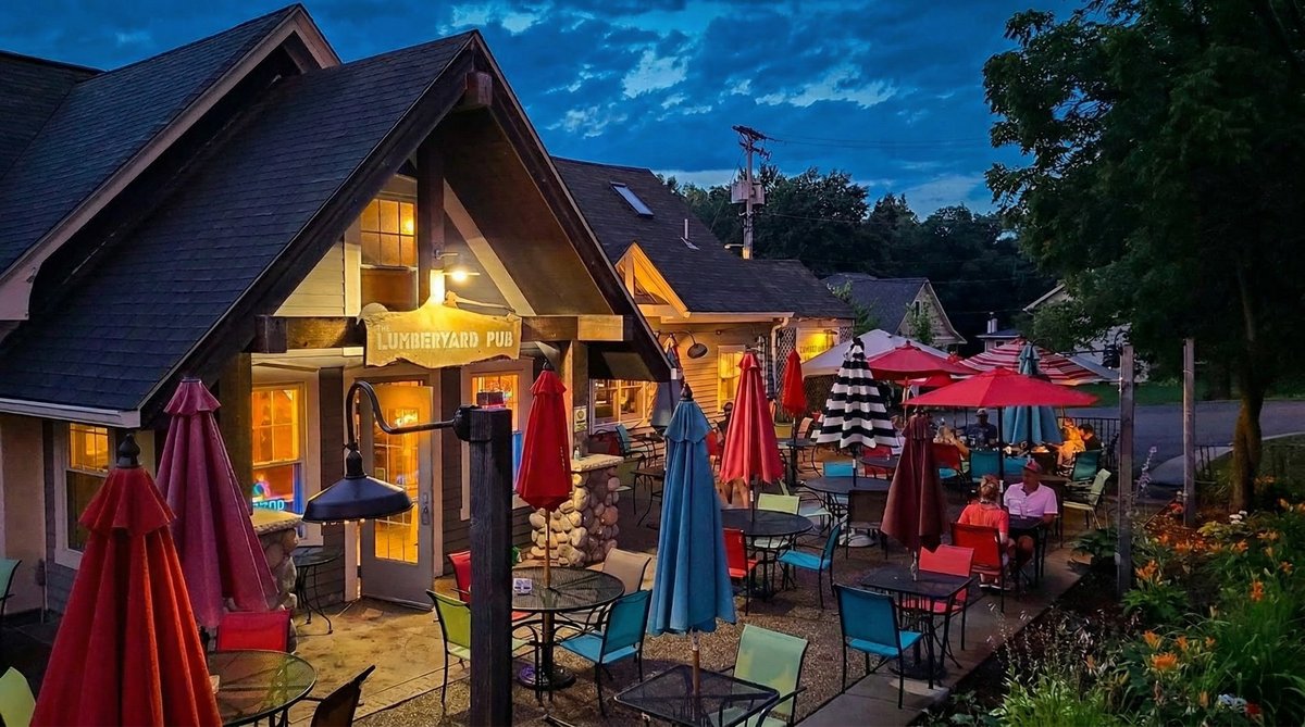 The Lumberyard string-lit patio on the St. Croix